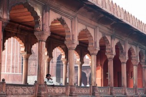 The arched Corridors of Jama Masjid, Old Delhi