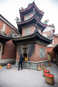 Ritual joss paper furnace Guandi Temple, Quanzhou China