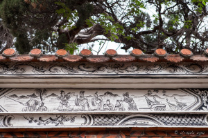 Delicately painted frieze under the eaves of a roof, Kaiyuan Temple, Quanzhou China