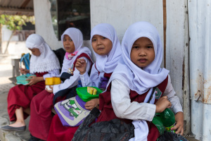 Sumatran School Girls, Crocodile Farm, Asam Kumbang, North Sumatra, Indonesia
