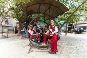Sumatran Boys at Lunch, Crocodile Farm, Asam Kumbang, North Sumatra, Indonesia