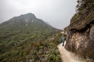 North Sumatran guide on the dirt path, Mount Sibayak, North Sumatra, Indonesia