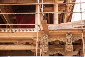Scaffolding on a new wooden building, Nan Putuo Temple, Xiamen, Fujian Province, China