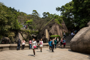 People in the grounds of Nan Putuo Temple, Xiamen, Fujian Province, China