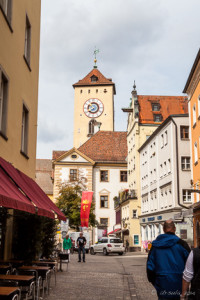 View down Old Regensburg streets, Germany