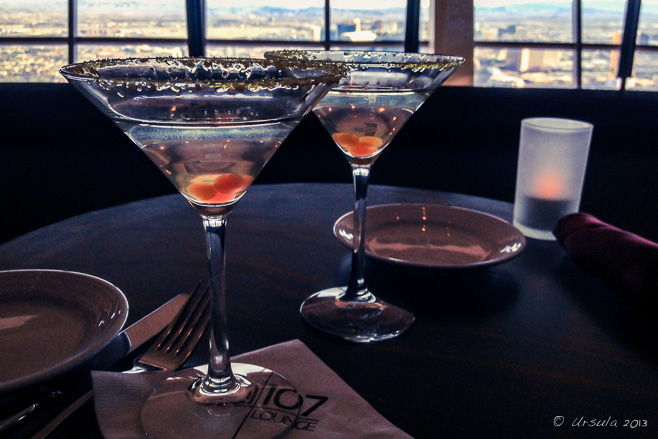 iPhone picture of two drinks in martini glasses, Stratosphere Las Vegas NV