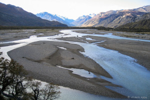 Late afternoon on light the De Las Vueltas River, Patagonia Argentina