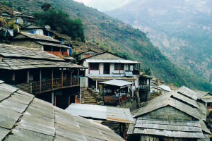 Roof tops of Ulleri, the Annapurnas, Nepal
