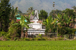 Batak memorial mausoleum in a rice field, Samosir Island, North Sumatra