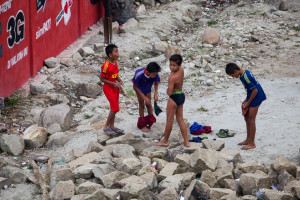 Batak Boys on the Shore of Lake Toba, Samosir Island, North Sumatra
