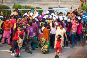 Indians dancing in the street, Attari-Wagah Border, Amritsar Punjab India