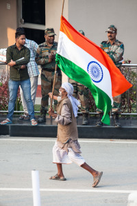 Old Indian Man with a Flag, Attari-Wagah Border, Amritsar Punjab India