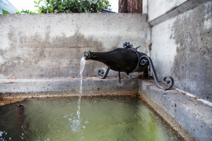 Wine Bottle, fountain 24, Place du Marché, Aigle, Switzerland