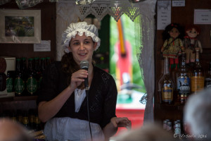Woman in a mob-hat, , Tiverton Canal Boat, Devon UK