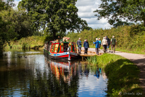 People boarding a Tiverton Canal Boat, Devon UK