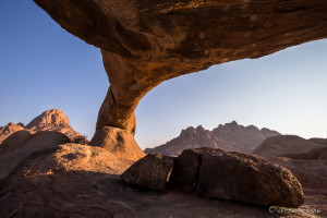 View of the Namib Desert from The Rock Bridge, Spitzkoppe, Namibia