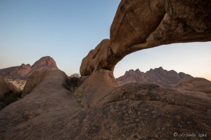 View of Spitzkoppe and the Pontoks from The Rock Bridge, Namibia