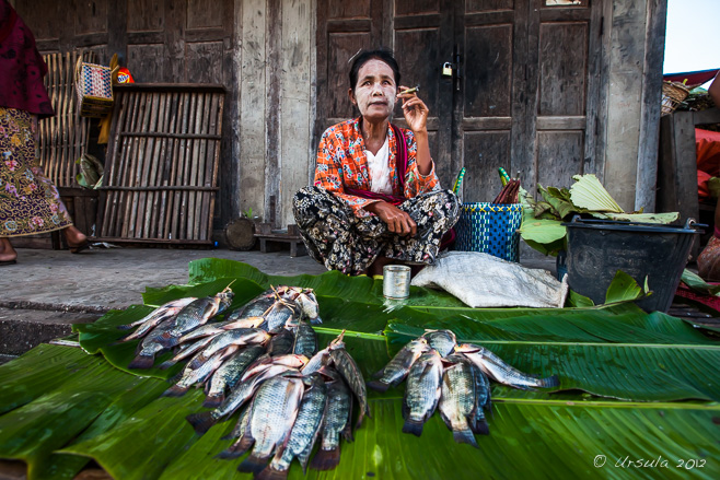 Fish Seller with a Cheroot, Nyaung Shwe Market, Myanmar