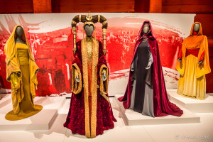 Mannequins of Padmé Amidala and Entourage, Star Wars and the Power of Costume exhibit in the EMP, Seattle