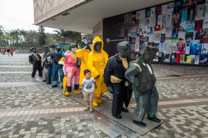 Ju Ming' sculpture of people lining Up. Hong Kong Museum of Art TST