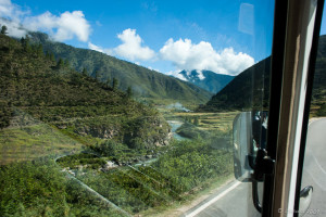 View from a window over the Thimphu River, Bhutan