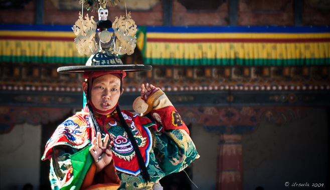 Black Hat Dancer, Wangduephodrang Tsechu (festival), Wangduephodrang, Bhutan.