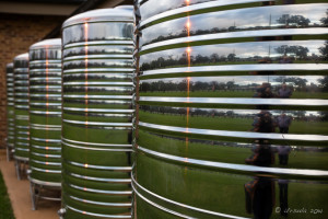 Reflections of Sunset in metal Beer kegs, Potters Hotel Brewery Resort, Nulkaba AU