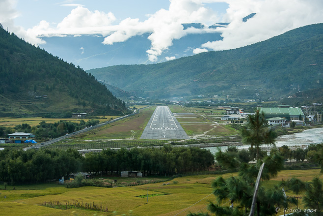 Runway, Paro Airport, Paro Valley, Western Bhutan