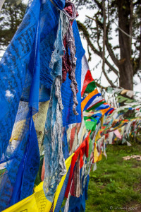 Strings of prayer flags, Dochu La Chorten, Bhutan