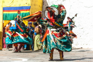 Black Hat Dancers, Wangduephodrang Dzongkhag Dzong, Central Bhutan.