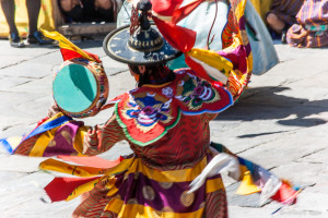 Black Hat dancer in MotionWangduephodrang Dzongkhag Dzong, Central Bhutan.