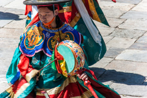 Black Hat dancer in MotionWangduephodrang Dzongkhag Dzong, Central Bhutan.