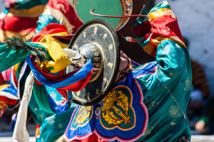 Black Hat dancer in MotionWangduephodrang Dzongkhag Dzong, Central Bhutan.