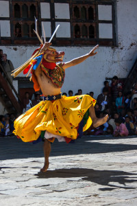 Stag cham dancing, Wangduephodrang Dzongkhag Dzong, Central Bhutan.