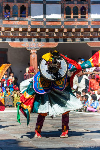 Black Hat Dancers, Wangduephodrang Dzongkhag Dzong, Central Bhutan.