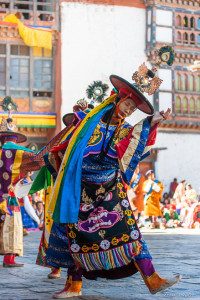 Black Hat Dancers, Wangduephodrang Dzongkhag Dzong, Central Bhutan.