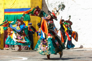 Black Hat Dancers, Wangduephodrang Dzongkhag Dzong, Central Bhutan.