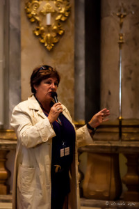 Female Guide with a microphone, Weltenburg Abbey, Bavaria