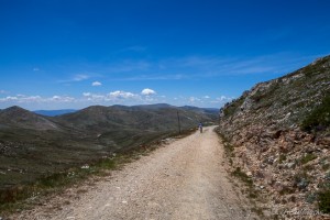 Bicycle on the gravel Old Summit Road, Kosciuszko National Park AU