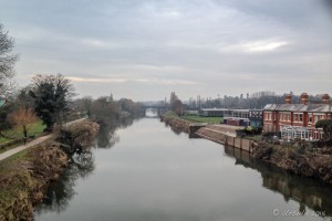 Looking west over the River Wye, Hereford UK