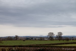Winter landscape over Herefordshire to Brecon Beacons, UK