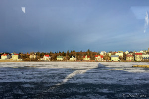 Morning Light on the houses along Lake Tjörnin, Reykjavik