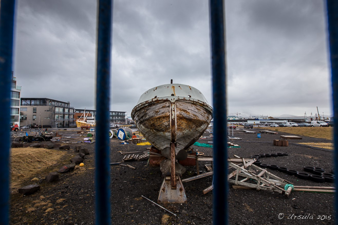 Wooden boat in Reykjavík dry-dock, Iceland