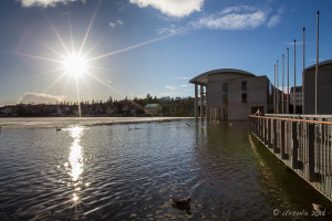 Sunburst on the Tjörnin, Reykjavik