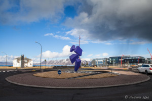 The Obtusa sculpture in a Reykjavík Traffic Circle, Iceland