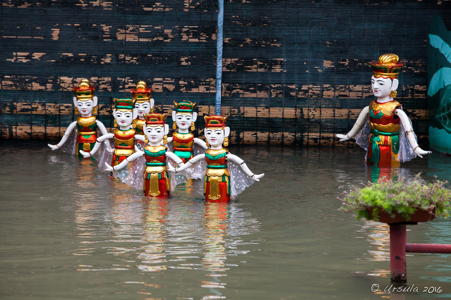 Water-puppets dancing girls, Yên Đức Village, Vietnam