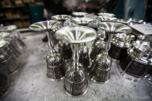 Polished Pewter Goblets, Mullingar Bronze and Pewter, Co. Westmeath, Ireland