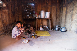 Rajasthani Child in the Kitchen, Thar Desert village, India