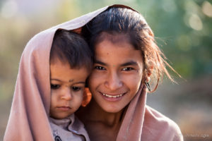 Young Rajasthani Woman and Child, Thar Desert village, India