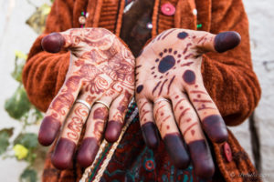 A Rajasthani woman's Hennaed Hands, Thar Desert village, India